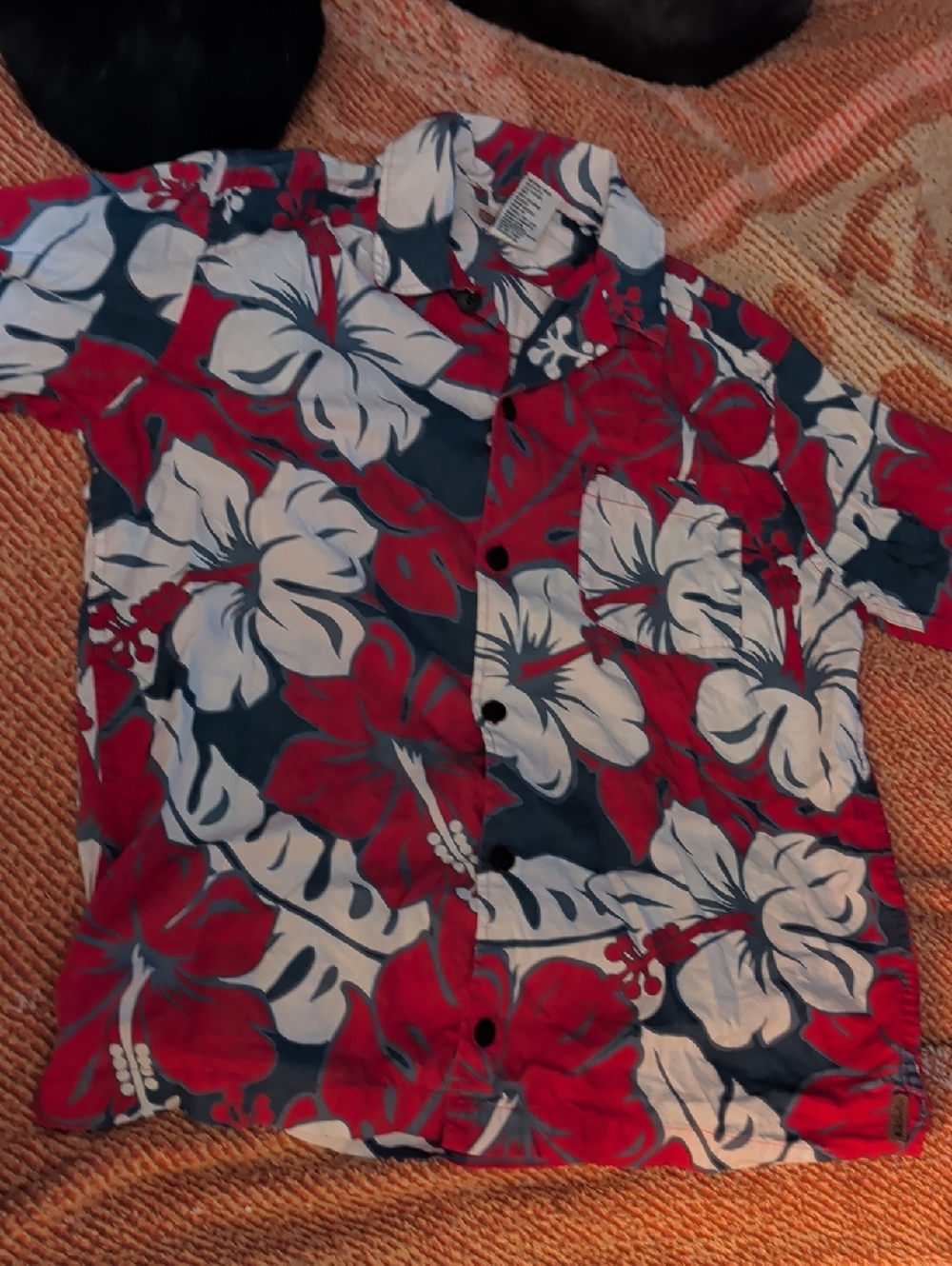 Quiksilver Red, Navy & White Hawaiian Shirt XL 16 18 20